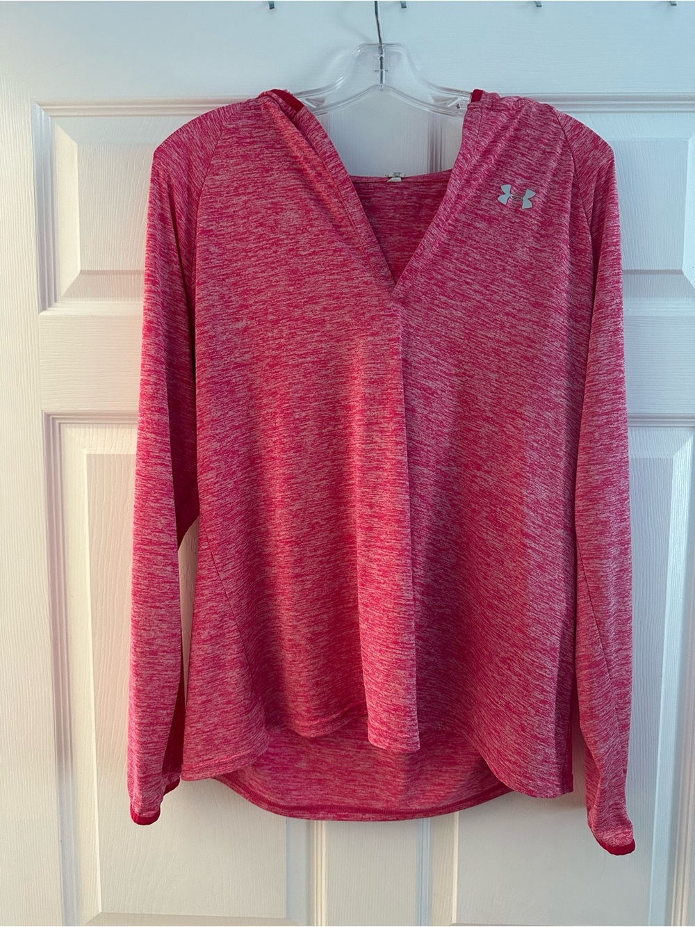 Under Armour Women's Heather Pink Hooded V-Neck Pullover